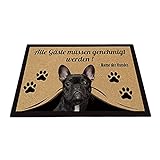 BAGEYOU Personalisierte Fußmatte mit Meinem Liebeshund Französische Bulldogge Alle Gäste Müssen Genehmigt Werden Bodenmatte 60 x 40