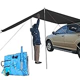richao Auto Markise Autodach Regendach Wasserdicht Vordach Markise Sonnensegel Tragbares Camping Zelt Busvorzelt Für Wohnmobil Campingbus Outdoor Camping Heckklappe Vordach Sonnenschutz 200x440