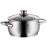WMF Quality One Kochtopf groß 20cm, Glasdeckel mit Dampföffnung, Bratentopf Induktion 3,4l, Cromargan Edelstahl poliert, unb