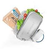 NORDMUT® Premium Edelstahl Lunchbox [mit Trennwand] - Metall Brotdose BPA frei und auslaufsicher | nachhaltige Bento Box Brotzeitbox Frühstücksbox mit Fächern für Kinder und Erwachsene [1400 ml]
