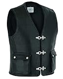 Herren Lederweste Kutte Weste Leder Motorrad Rocker Biker Clubweste schwarz Rindleder, Schwaz, M