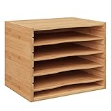 Dokumentenablage Bambus Briefablage mit 4 ausziehbaren Einlegeböden Papierablage a4 Dokumentenhalter Ablagefächer stapelbar Holz für Büro 36x25x26