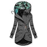 Pianshanzi Damen-Jacken Warme Manteljacke Langarm Mäntel Reißverschluss Outwear mit Kapuze Trenchcoat Pelzgefütterter Kapuzenpullover Dicker Daunenjacke Taschen Langarm Winddicht Sw