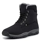 LEKANN® 451 Herren Winterstiefel Warm Gefüttert Schnee Outdoor Boots Winterschuhe, Schwarz Gr. 41 EU