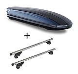 VDP Dachbox VDPMAA320 320Ltr abschließbar schwarz + Dachträger/Relingträger LION1 kompatibel mit Volkswagen Golf VII (5G) Variant (5 Türer) ab 13