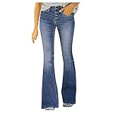 Covers Bootcut Jeans Damen Jeanshose High Waist Stretch Skinny Fit Zerrissen Denim Pants Jeans Freizeithose Streetw