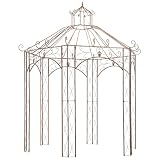 vidaXL Gartenpavillon Pavillon Rankhilfe Rosenbogen Rankgitter Eisenpavillon Metallpavillon Rosenspalier Pergola Garten Terrasse Antikbraun 3m E