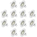 sweet-led 12er set Einbaustrahler Schwenkbar, 5W 450Lumen LED 230V, GU10 Fassung, Einbauleuchte Deckeneinbaustrahler Einbauspot Deckeneinbauleuchte Deckenspot (weiß-warmweiß)