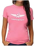 OM3® Aeroflot T-Shirt | Damen | Retro Logo Russian Airline USSR Soviet Union | S, Pink
