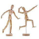otutun Gliederpuppe, 2 Stücke Modellpuppe Holz Künstler Figur Puppe Modell Modellpuppe aus Holz Malhilfe zum Zeichnen Modellpuppe mit Gelenken - Kunstfigur zum Malen und Z