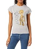 Marvel Damen Guardians of The Galaxy Vol.2 I Am Groot Scribbles, Grau (Sports Grey SpGry) 34 (Herstellergröße: Small)-T-S