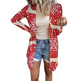 Tekaopuer Merry Christmas Elements Printed Cardigan, Fashion Button Long Sleeve Jumper, Funny Pattern Casual Sweater for Women, Rotes Hirsch, 42