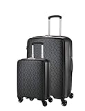 ABISTAB Verage Diamond 4-Zwillingsrollen Koffer-Set 2 teilig, TSA-Schloss, erweiterbar, PP Hartschale Trolley-Set S M mit Handgepäck, S-55cm M-69cm, Schw