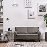 Sofa 2-Sitzer mit Armlehnen Kunststoffbeine MDF-Rahmen Stoffbezug Polstersofa Taupe 145 x 70 x 75