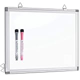 Arcobi Whiteboard für Wand, 38 x 30 cm, klein, trocken abwischbar, magnetisch, doppelseitig, zum Aufhängen, leicht, für Kinder, Studenten, Zeichnen, Heimschule, Zuhause, Büro, silberfarb