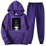 YYXX Omori Basil Anime Game Solid Color Herren Set Casual Herren Damen Fleece Hoodies + Hose Zweiteiliger Trainingsanzug Trendy Sportswear S