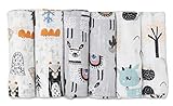 Mulltücher - Mullwindeln - 6er Pack 70x80 cm - Stoffwindeln, MADE IN EU, schadstoffgeprüft -Spucktücher Baby für Jungen und Mädchen - Grau - Lama - Baby Mullw