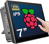 Raspberry Pi Monitor, COOLHOOD 7 Zoll Raspberry Pi Display mit 1024x600 HP, IPS Touchscreen Tragbarer Bildschirm Dual-Lautsprecher, für Smart Home Center, Roboterhirn, Media Center, Werk