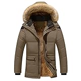 Daunenjacke Herren Wintermantel Herbst & Winter Farbabstimmung Langarm Parkas Wattierte Jacke Herren Gepolsterter Winterjacke gefüttert Steppjacke Herren mit Kapuze Freizeitjacke Softshell-M