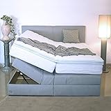 PAARA Boxspringbett Montana K mit Bettkasten Anti-Rutschmatten Taschenfederkern Matratze Kaltschaum Topper Komplettset - Jedes Bett EIN Unikat - Made in Germany (160 x 200 cm)