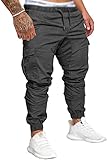 Socluer Herren Chino Jeans Cargo Freizeit Casual Regular Fit Sport Elastische Taille H