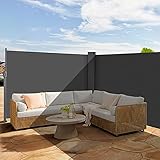 Doppelseitenmarkise Alu Ausziehbare Seitenmarkise Ausziehbar UV-beständig 180x600cm (HxL)-Sonnenschutz Sichtschutz,Seitenrollo,Seitendächer, Standmarkise,Seitenwandmarkise für Garten,Terrasse G