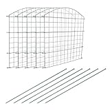 Lospitch Teichzaun Gartenzaun,Zaun Teich 11tlg 5 Zaunelemente und 6 Befestigungsstäben,Gartenzaun Metall,steckzaun,Freigehege, Teich, Zaun, Gitterzaun,gehege kaninchen (Oberbogen)