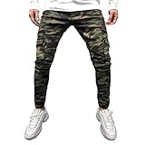 PMDKLSPQ Camouflage Jogginghose Herren Baumwolle Trainingshose Casual Jogger Sporthose Slim Fit Cargohose Regular Hose Straight F