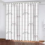 CIOJKG schiebegardinen 2er Set Niedliches Cartoon-Kätzchen 229X229cm 2 Stücke Gardinen mit Ösen Verdunklungsvorhänge Thermo Vorhang Blickdicht für Schlafzimmer & W