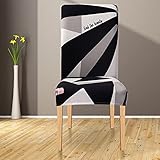 UKKO Stuhlhussen Spandex-Elastischer Druck Esszimmerstuhl Slipcover Moderne Abnehmbare Anti-Dirty-Küchensitzkoffer Stretchstuhl-Abdeckung Für Bankett-W,Universal S