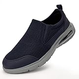 Puxowe Herren Slip On Sneaker Schuhe Luftkissen Mesh Atmungsaktiv Turnschuhe Fitness Outdoor Sportschuhe Leicht Walkingschuhe Shoes für Männer 41 EU Navy