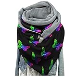 Schal Kuschelige warme und wunderschöne Damen Poncho mit verschiedenen Muster Warm Weich Strickschal Karo Winterschal Herbstschal Wolleschal Frauen Deckenschal Halstuch Winter Weihnachtsdruck S