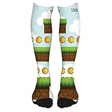 NC Cartoon Pixel Game Interface Trophy Dots Level Up Jump Score Red Hearts Clouds Lustige Socken mit Motiv Mehrfarbige, Bunte, Verrückte für die Leb