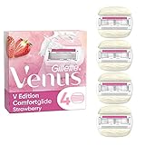 Gillette Venus Comfortglide Strawberry Rasierklingen Damen, 4 Ersatzklingen für Damenrasierer mit 5-fach Kling