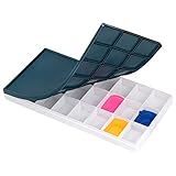 Mischpalette Kunststoff mit Weiche Deckel Farbwanne Palette für Aquarelle Gouache Acryl Ölfarben 24 F