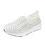 Vexiangni Damen Schuhe Slip On Sneakers Freizeit Laufschuhe Luftkissen Atmungsaktiv Fitness Schnürer Turnschuhe Leichte Sneaker rutschfest Stoßfest Sportschuhe Outdoor Walking Schuhe F