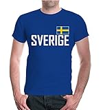 buXsbaum Herren T-Shirt Schweden | Sverige Sweden Suede Suecia Europa | Ländershirt Fanshirt | L, B