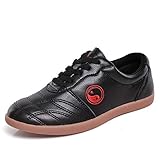 Classic Pink Unisex Tai Chi Wu SHU Kung Fu Schuhe Atmungsaktiv rutschfest Sport Fitnessstudio Sneaker zum Täglich Ausbildung Morgen Übungen Leder schwarz 43 EU