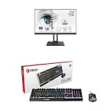 MSI PRO MP242PDE 60cm (23,8 Zoll) IPS LED Monitor (16:9, FHD, HDMI, VGA, Verstellbar, Anti-Glare Display, Weniger Blaulicht, Rahmenloses Design) mit Vigor GK30 Combo DE Gaming Keyboard und M