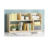 HYAN Schreibtisch Organizer Hölzerne einfache Desktop-Bücherregal mit Schubladen freistehender Arbeitsplatte Bücherregal Wood Desk Organizer Lagerregal-Display-Regal Desktop-Bücherreg