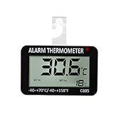 YUZI Mini-Thermometer-Alarm, hängendes magnetisches digitales Alarm-Thermometer für Kühlschrank mit Gefrierfach mit Hoch- und Niedrigtemperaturalarm-Batterie im Lieferumfang