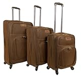 Gepäck 4 Rollen Leder Reisekoffer Leichte Trolley Tasche 3er Set B