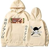 FHKGCD Hoodie Herren Kapuzenpullover Unisexfleece Dünner Anime Print Kapuzenpullover Herren Langarmjacke,Aprikose,S