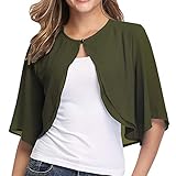 Ladiery Frauen Achselzucken Chiffon Kurzarm Front öffnen Bolero Strickjacke Oberbekleidung Schal Abend Hochzeit Kap Hemd Top