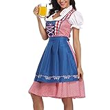 Oktoberfest Damen Outfit Kleid Rockabilly A-Linie Kleider Maid Cosplay Kostüm Klassische Festkleid Retro Sexy Spitzenkleid Französisch Niedlich Lace Dress Vintage Karneval Dienstmädchen Partyk