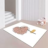 YYRAIN Nordic Geometrische Linie Pflanzenblattmuster Teppich Nach Hause Wohnzimmer Schlafzimmer Weicher Großer Teppich Arbeitszimmer Plüsch Flauschige Matte 60x180