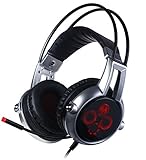 AERJMA Gaming-Headset, Head-mounted Gaming Headset mit Vibrationsfunktion 5.2 beleuchtetes Headset mit Mikrofon, Lautstärkeregler, LED (schwarz)