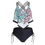 Bikini-Set,Niedlich Sexy Neckholder Bikini Neuen Trend Strand Print Badeanzug Set Ifoundyou Badeanzug Strandkleidung