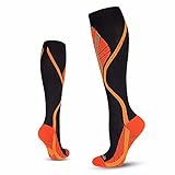 JJGS Kompressions-Radsocke, Abgestufte Stützsocken, Schützen Muskeln, Besserer Durchblutung, Flug-Reise-Socken, Geeignet Für Sport, Schwangerschaft, Krampfadern, Männer, Frauen Orange-S/M