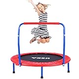 HEKA Trampolin Kinder, Mini-Trampolin 92 cm für Drinnen,Klappbar Fitness Kindertrampolin Indoor Outdoor, Fitness Trampolin mit Griff und Schutzhülle, mit Haltegriff Belastung Bis 75kg